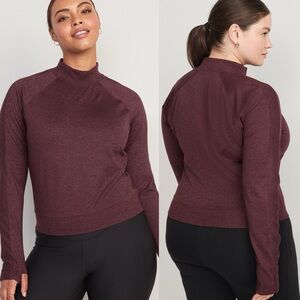 NWT Old Navy CozeCore Mock Neck Cropped Rib Panel Purple Size 2X Sweater Top NEW